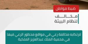 الأمن البيئي يضبط مواطنًا لارتكابه مخالفة رعي في مواقع محظور الرعي فيها