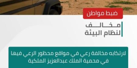 الأمن البيئي يضبط مواطنًا لارتكابه مخالفة رعي (29) متنًا من الإبل