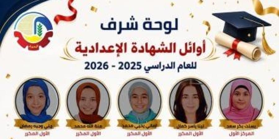 كلهم بنات.. أسماء وصور أوائل الشهادة الإعدادية في البحيرة